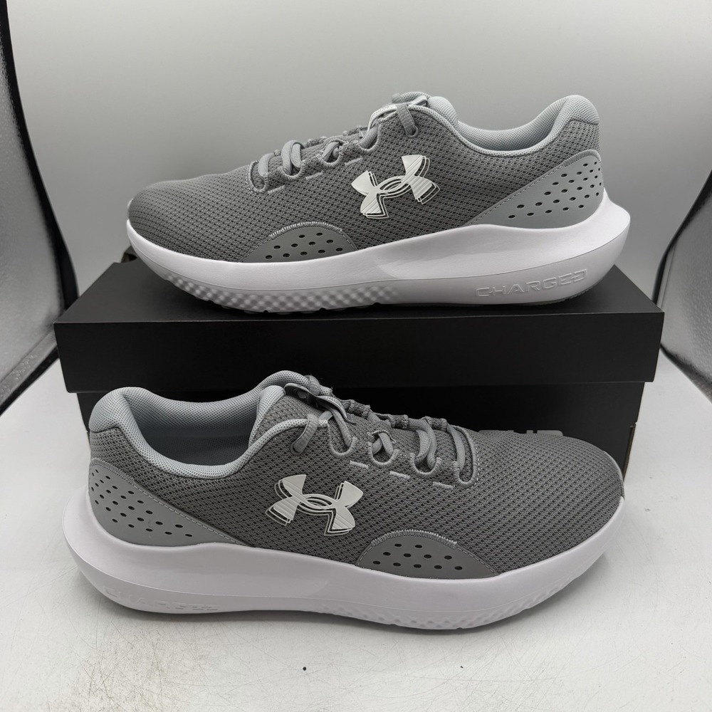 Under Armour Charged Surge 4 Running Shoes Mens Sz 10.5 Grey Sneaker 3027000-101